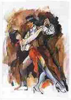 caricatura de pareja de tango criollo